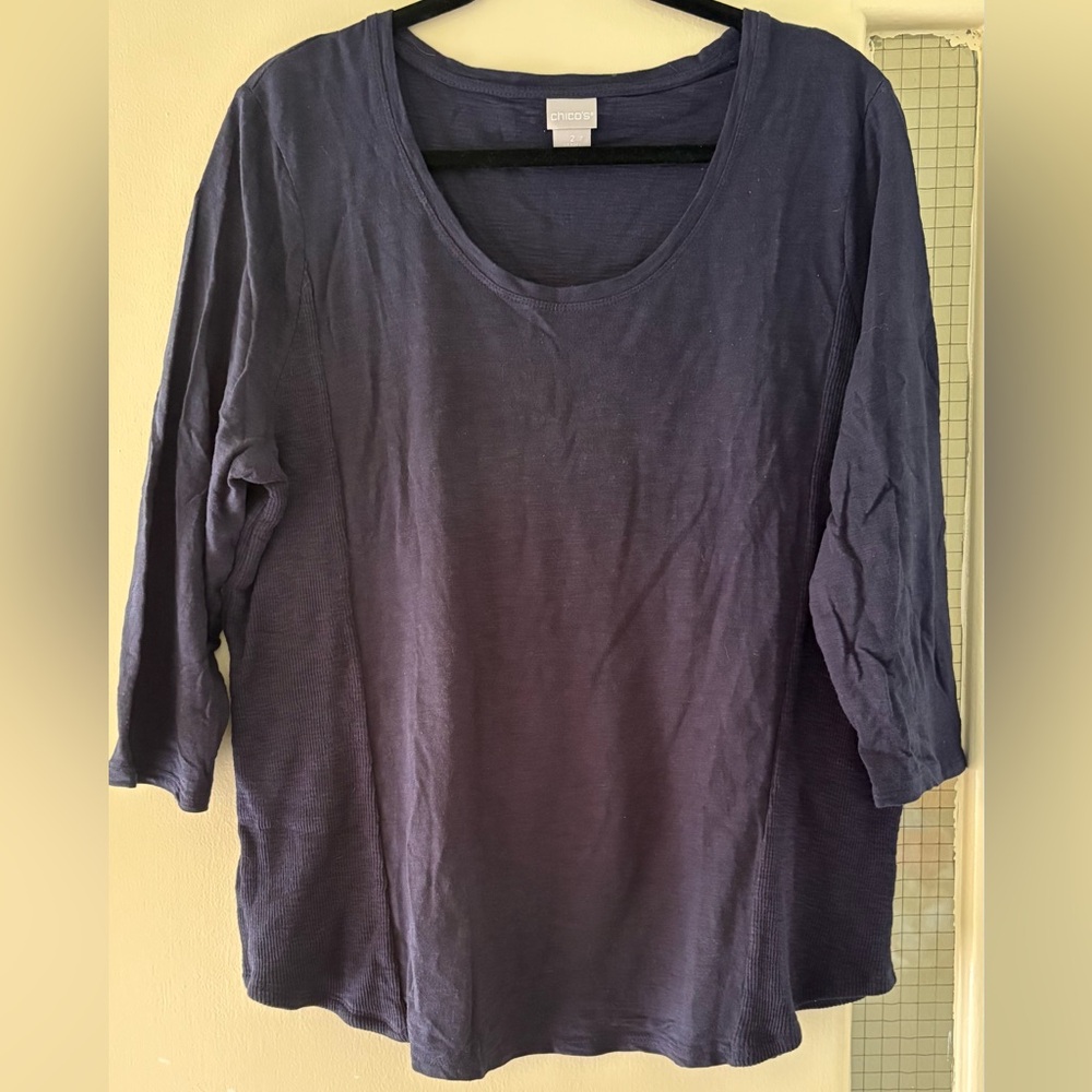 EUC Chico's 3/4 Sleeve Relaxed T-Shirt